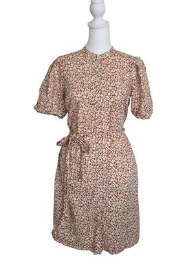 Boden Pumpkin Flower Print Short Sleeve Shirt Dress Size US 4R UK 8R